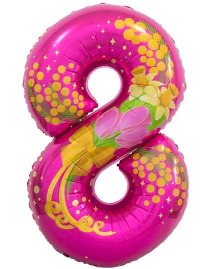 Шар Цифра 8 Марта Цветы 86 см